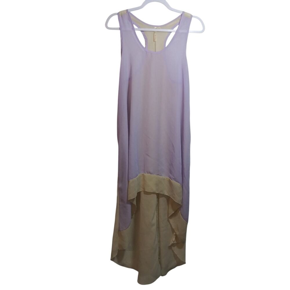 Last Kiss Sheer Asymmetrical Sleeveless Lavender High-Low Cover Dress Size L
